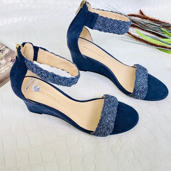 navy suede wedge sandals